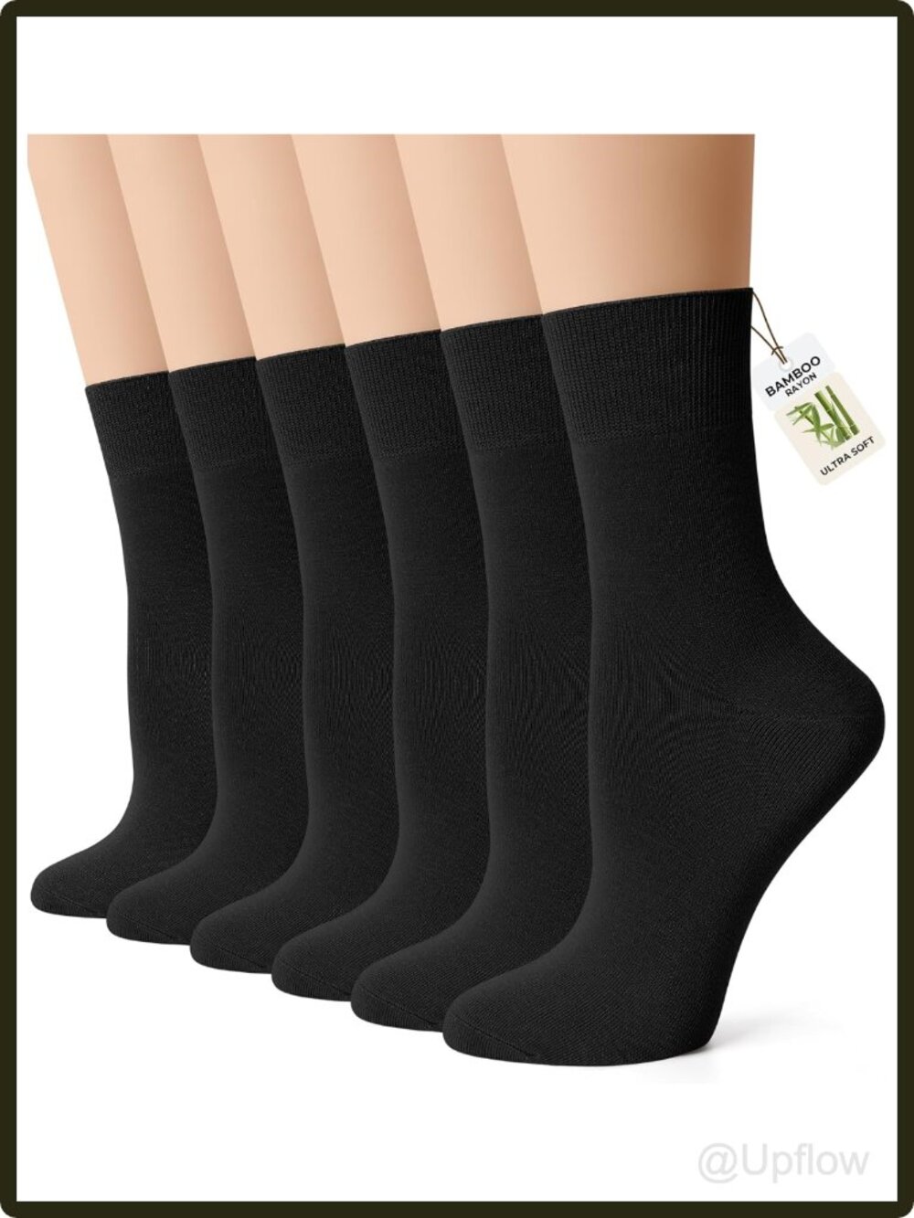 Women's Soft Bamboo Rayon Crew Dress Socks Thin Breathable Calf Business